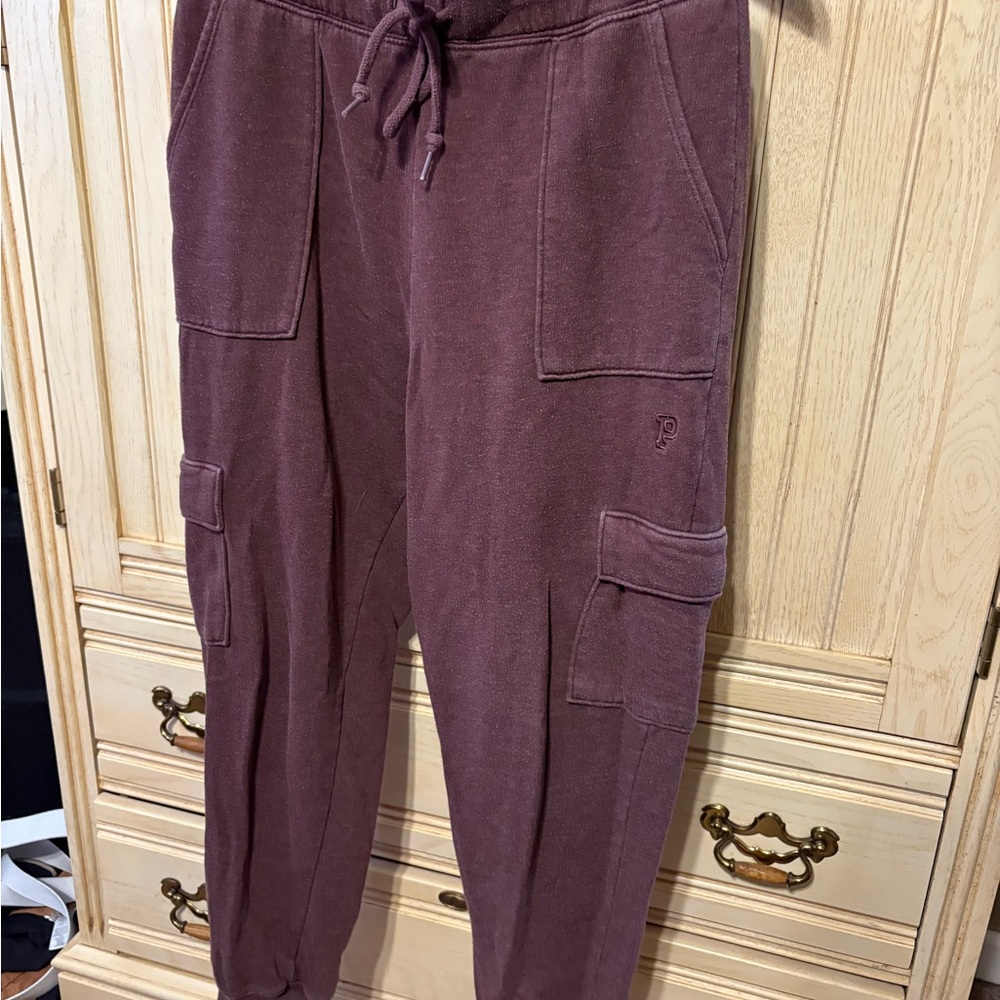 PINK IVY FLEECE WIDE-LEG CARGO SWEATPANTS